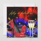 Fabulous 50 Red Royal Blue High Heels Gold Kaart (Voorkant)