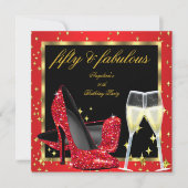 Fabulous 50 Regal Red Champagne Heels Birthday Kaart (Voorkant)