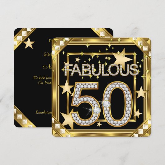 Fabulous 50 Retro Glamor Hollywood Gold Lijst 2 Kaart (Voorkant / Achterkant)