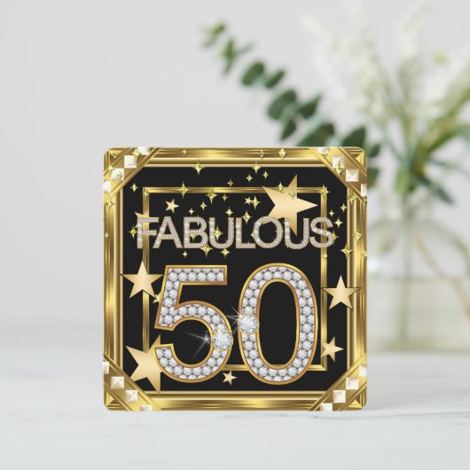 Fabulous 50 Retro Glamor Hollywood Gold Lijst 2 Kaart (Staand voorkant)