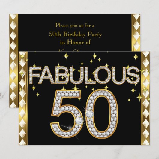 Fabulous 50 Retro Glamor Hollywood Gold Lijst Kaart (Voorkant / Achterkant)