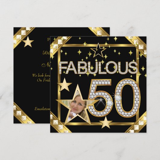 Fabulous 50 Retro Glamor Hollywood Gold Photo Kaart (Voorkant / Achterkant)
