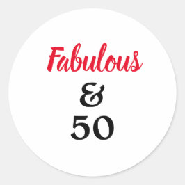 Fabulous & 50 Rode en zwarte dag Ronde Sticker