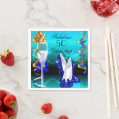 Fabulous 50 Royal Blue Blauwgroen Gold Birthday Pa Servetten (Insitu)