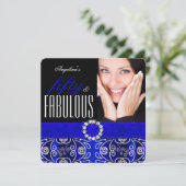 Fabulous 50 Royal Blue Diamond Birthday Party Kaart (Staand voorkant)