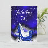 Fabulous 50 Royal Blue Hiel Birthday Party Kaart (Staand voorkant)