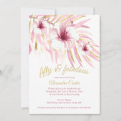 Fabulous 50 Roze Gold Flowers White Waterverf Kaart (Voorkant)