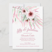 Fabulous 50 Roze Groene Bloemen witte Waterverf Kaart (Voorkant)