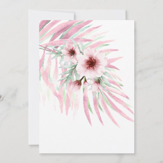 Fabulous 50 Roze Groene Bloemen witte Waterverf Kaart (Achterkant)