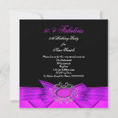 Fabulous 50 Roze Paars Black Foto Birthday Party Kaart (Achterkant)