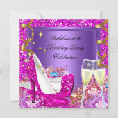 Fabulous 50 Roze Paarse glitter Heels Birthday Kaart (Voorkant)