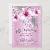 Fabulous 50  roze Silver Hibiscus party Kaart (Voorkant)