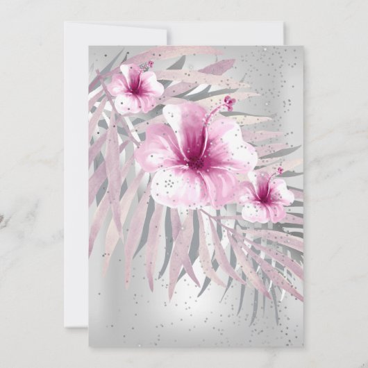 Fabulous 50  Roze Silver White hibiscus Kaart (Achterkant)