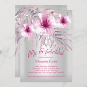 Fabulous 50  Roze Silver White hibiscus Kaart (Voorkant / Achterkant)