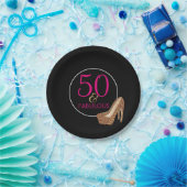 Fabulous 50 roze zwart goud | 50e verjaardag papieren bordje (Feest)