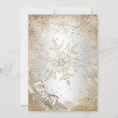Fabulous 50 Silver Beige Cream Pearl Bow Snowflake Kaart (Achterkant)