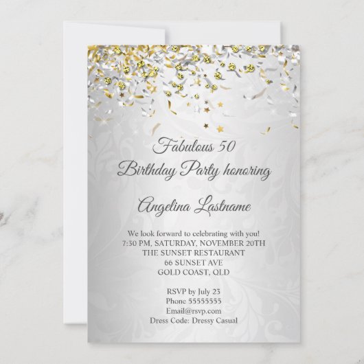 Fabulous 50 Silver Gold High Heels Kaart (Achterkant)