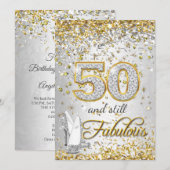 Fabulous 50 Silver Gold High Heels Kaart (Voorkant / Achterkant)