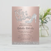 Fabulous 50 Silver & Roos Gold Glitter Birthday Kaart (Staand voorkant)