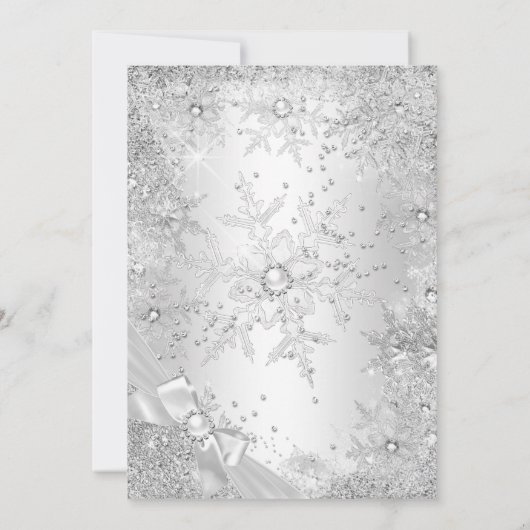 Fabulous 50 Silver White Pearl Bow Snowflake Kaart (Achterkant)