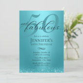 Fabulous 50 Turquoise Typografie 50th Birthday Kaart (Staand voorkant)