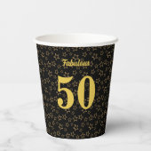 Fabulous 50 verjaardag en sterren op zwart papieren bekers (Achterkant)