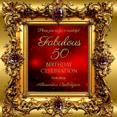 Fabulous 50 Verjaardag Regal Red Gold Gem Kaart