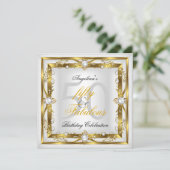 Fabulous 50 White Pearl Floral Gold Party Kaart (Staand voorkant)
