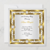 Fabulous 50 White Pearl Floral Gold Party Kaart (Achterkant)