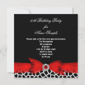 Fabulous 50 Wild Red Black Foto Birthday Party Kaart (Achterkant)