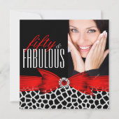 Fabulous 50 Wild Red Black Foto Birthday Party Kaart (Voorkant)
