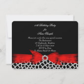 Fabulous 50 Wild Red Black Foto Birthday Party Kaart (Achterkant)