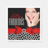 Fabulous 50 Wild Red Black Foto Birthday Party Servetten (Voorkant)