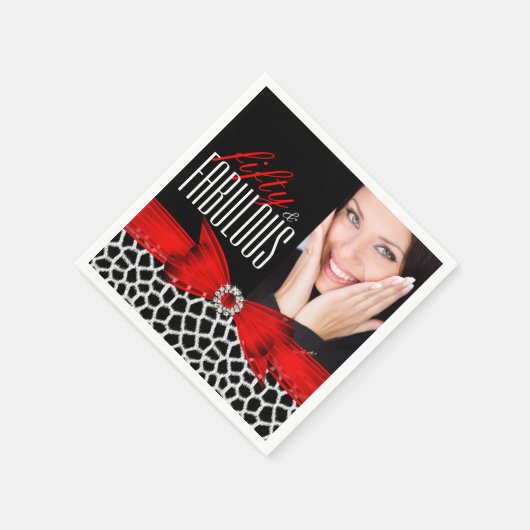 Fabulous 50 Wild Red Black Foto Birthday Party Servetten (Hoek)