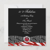Fabulous 50 Zebra Black Red Silver Birthday Party Kaart (Achterkant)