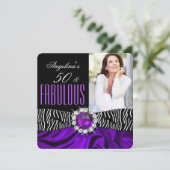 Fabulous 50 Zebra zwarte Paarse Zijderdag 2 Kaart (Staand voorkant)