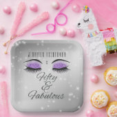 Fabulous 50 zwarte Paarse Glam-Borden Papieren Bordje (Feest)