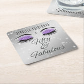 Fabulous 50 zwarte Paarse Glam-Onderzetters Kartonnen Onderzetters (Schuin)