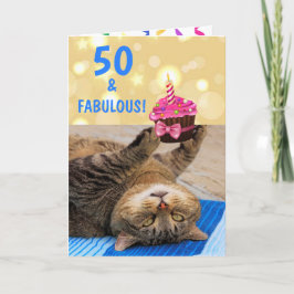 Fabulous 50Cat Birthday Kaart