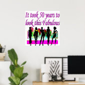 FABULOUS 50E BIRTHDAY-MODE MET EEN KONINGONTWERP POSTER (Thuiskantoor)