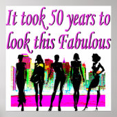 FABULOUS 50E BIRTHDAY-MODE MET EEN KONINGONTWERP POSTER (Voorkant)