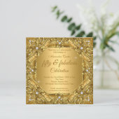  Fabulous 50e foto Gold op Gold Party Kaart (Staand voorkant)