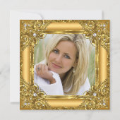 Fabulous 50e foto Gold op Gold Pearl Party Kaart (Achterkant)
