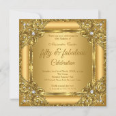 Fabulous 50e foto Gold op Gold Pearl Party Kaart (Voorkant)