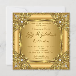 Fabulous 50e foto Gold op Gold Pearl Party Kaart