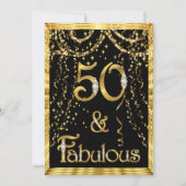 Fabulous 50e verjaardag Gold Black Confetti Kaart (Voorkant)