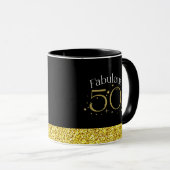 Fabulous 50s Chic Modern Script Zwart Goud Glitter Mok (Voorkant rechts)