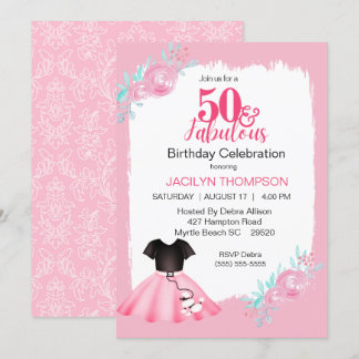 Fabulous 50s Poodle Skirt Birthday Party Kaart