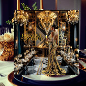 Fabulous 50ste Art Deco Vrouw Afro-Amerikaans Goud Kaart