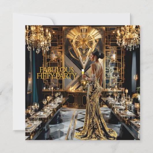 Fabulous 50ste Art Deco Vrouw Afro-Amerikaans Goud Kaart (Voorkant)